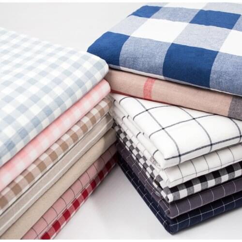Wash Pure Cotton 100% Fabric for Bed Sheets Quilt Covered Clothing Shirt Grid Striped Plaid Cloth Brocade Sewing Diy 50x250cm