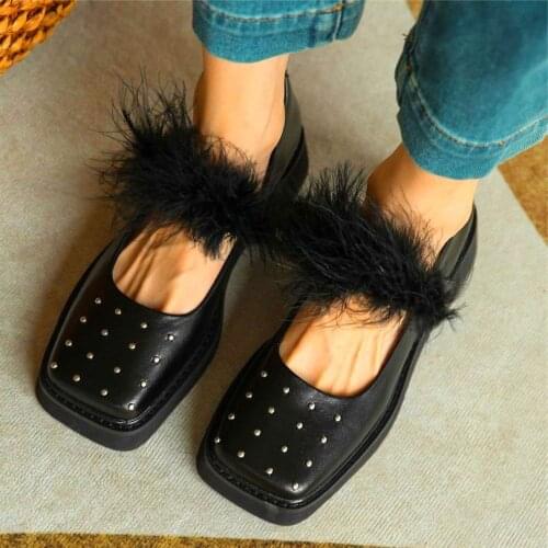 Oxfords Shoes Womens Rivets Cow Leather Mary Janes Ankle Boots Platform Creepers Round Toe Shoes Comfort Office Elegant