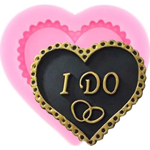 Heart Shaped I Do Silicone Mold Wedding Cupcake Topper Fondant Molds Cake Decorating Tools Candy Clay Chocolate Gumpaste Moulds