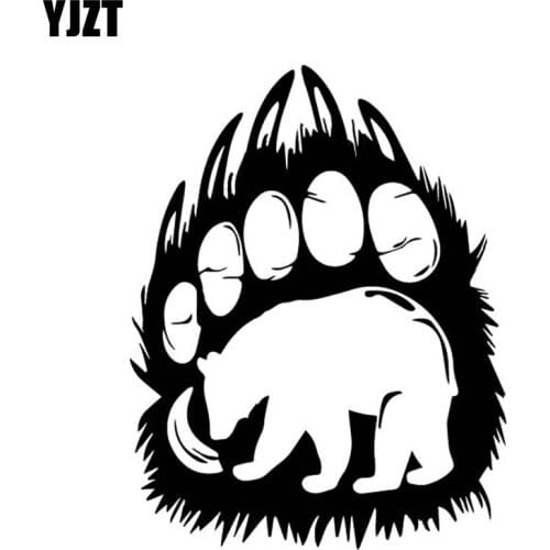 YJZT 13.8CM*17.8CM Bear And Bear Paw Originality Cars Stickers Car Trunk Decor Vinyl Decal Black/Silver C4-1371