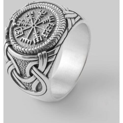 Viking Mens Silver Color 316L Stainless Steel Ring Celtics Nordic Amulet Biker Jewelry Rings for Men Women