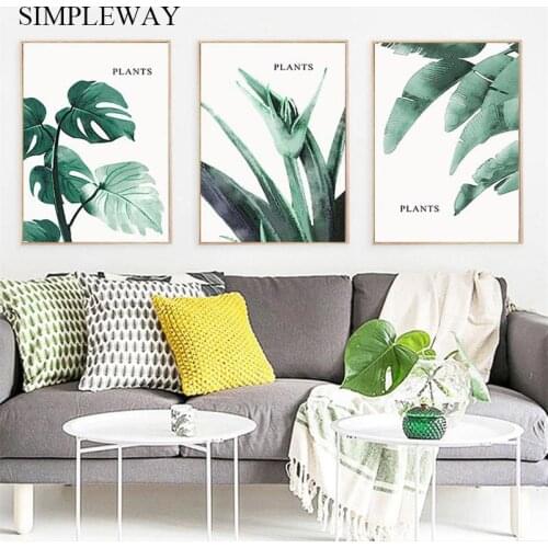 Green Plant Canvas Poster Leaves Minimalis Wall Art Print Canvas Painting Nordic Decorative Picture Modern Living Room Decor