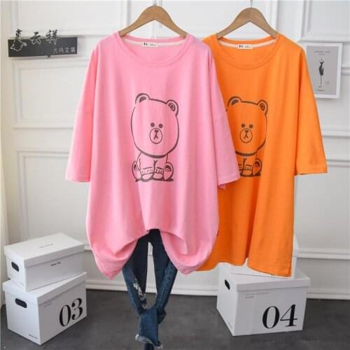 Cartoon Pattern Short Sleeved T-shirt Female 2021 Toy Bear Print Summer Loose Fashion Women Clothes T Shirt
