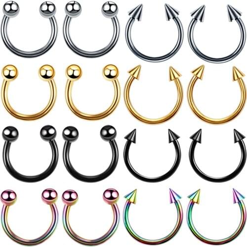 1pc 4*10mm stainless steel nose ring titanium steel nose nail C type ear bone nail CBR ring female ring