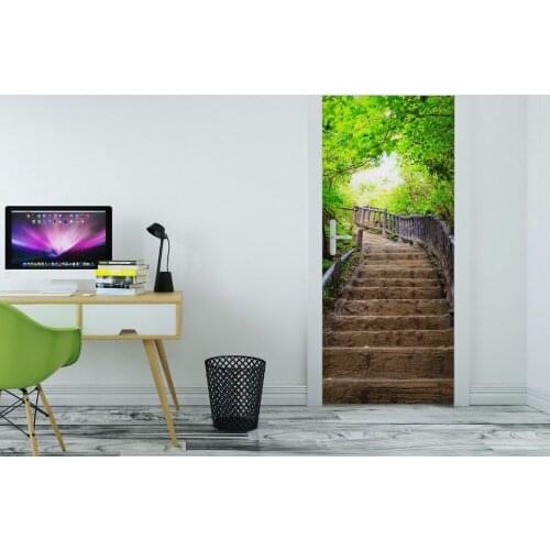 3D Forest Stairway Art Door Mural Wallpaper mural Wall Print Decal Wall Deco Wall Mural Photo self adhesive door wrap