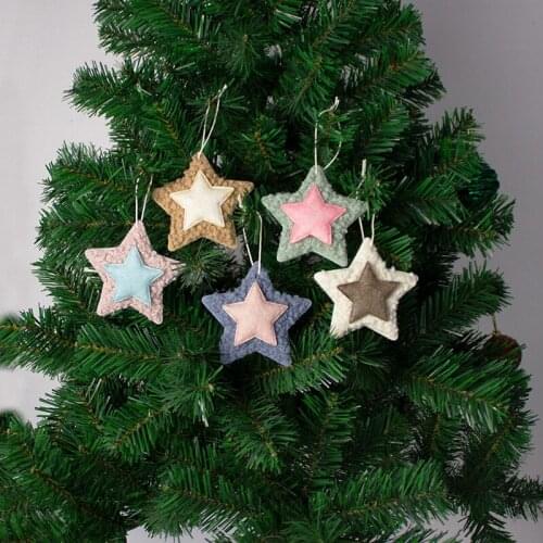 5pcs Christmas Five-Oointed Star Plush Toys Merry Christmas Decorations For Home Cristmas Ornament Xmas Gifts New Year 2021
