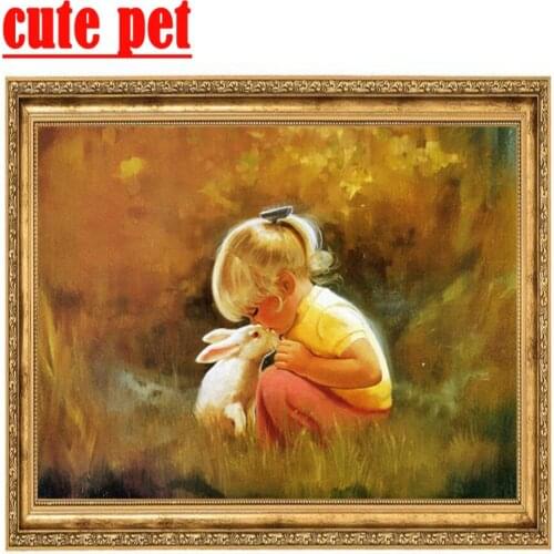 Embroidery Diamond Painting Tlittle girl 3d wallpaper DIY diamond Cross Stitch Home Wall Decor Diamond Mosaic Full round Diamond