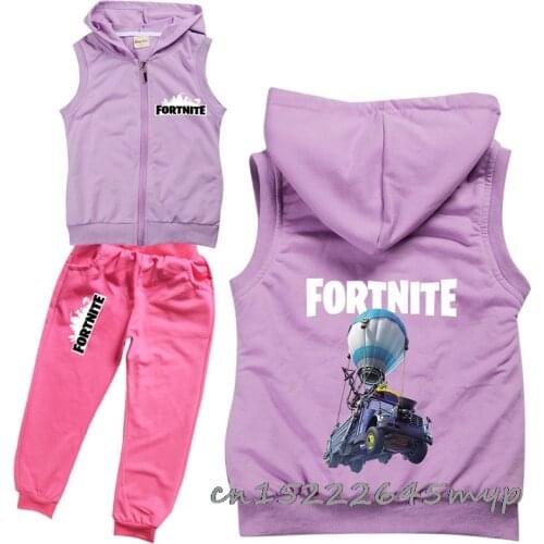 Fortnite New Boy Girls Autumn Set Child Sports Cotton Pants+Vest 2 pcs Sets Childrens Clothing Boy Sweatshirts Casual Suits