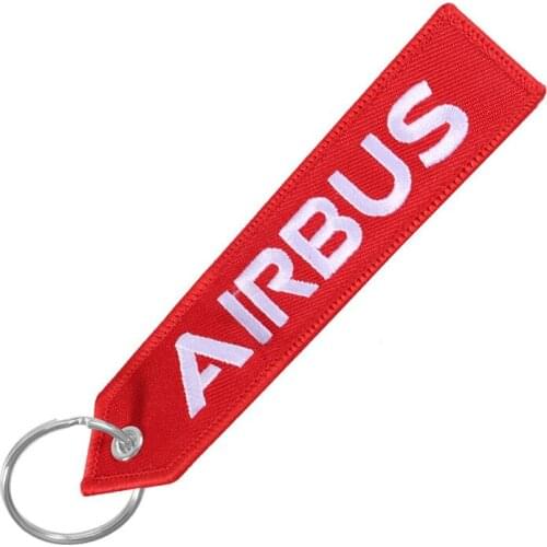 AIRBUS Red Keychain Double-sided Embroidery A320 Aviation Key Ring Chain for Aviation Gift Porte Clef Lanyard Keychains