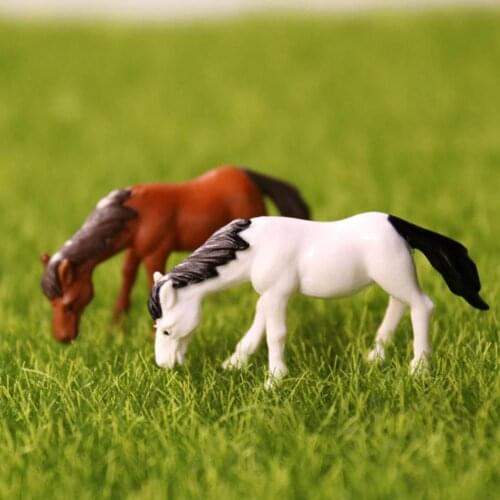 2PCS Miniature Animal Horse Doll Micro Landscape Bonsai Plant Ornament Table Decoration DIY Fairy Garden Accessory