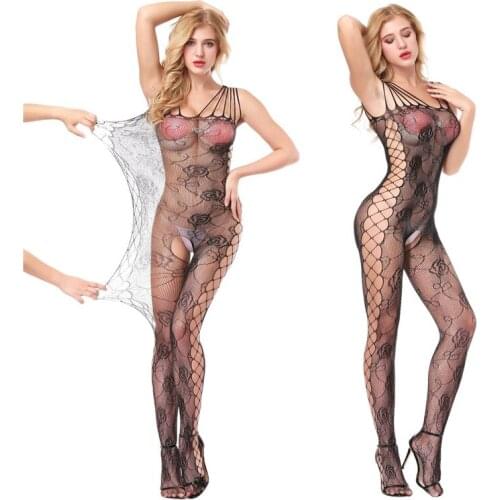 New Sexy Bodysuit Women Sex Clothes See Through Open Crotch Body stockings Mesh Hollow Out Teddy Lingerie Erotic Costumes