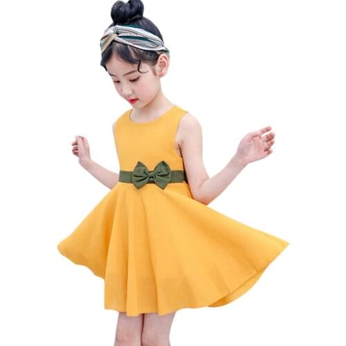 Dress For Girls Big Bow Girls Dresses Patchwork Party Dress Child Summer Childrens Clothing 6 8 10 12 14