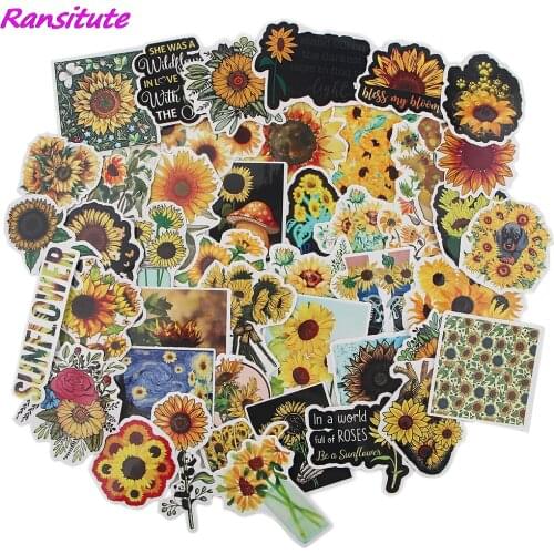 Ransitute R1564 45pcs/set Sunflower You Are My Sunshine Scrapbooking Stickers For Guitar Laptop Luggage Car Fridge