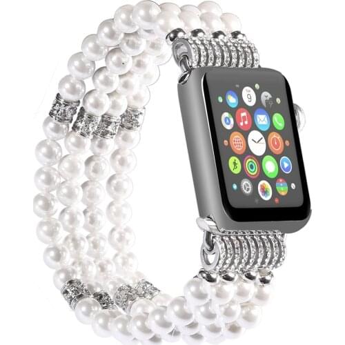Pearl Strap for Apple Watch SE 6 5 4 Band 44mm 40mm Women Fashion Beads Bracelet for iWatch 3 2 1 38mm 42mm Watch Accessories