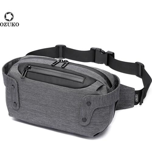OZUKO Chest Bag USB Charging Belt Bag for Men Outdoor Sports Waist Bag Waterproof Male Men Short Trip Waist Pack Shoulder Bags