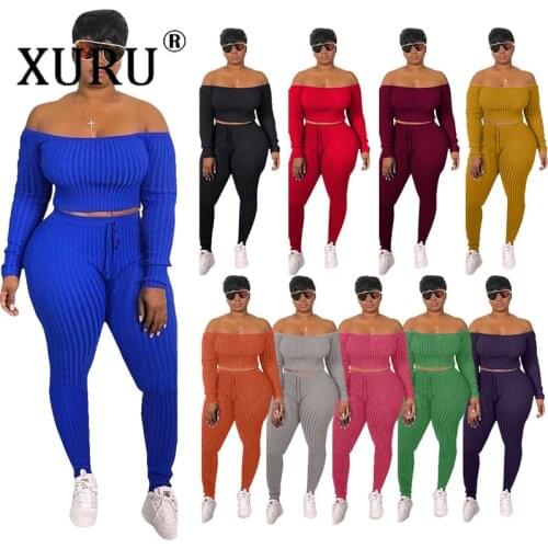 XURU new spring jumpsuit two-piece long-sleeved caliper sexy knit jumpsuit womens overalls jumpsuit