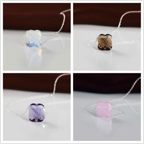 2021 Best 925 Sterling Silver 10 Colors Choose Big Crystal Necklace For Women Fine Jewelry Gifts For Lovers Collier Sautoir Long