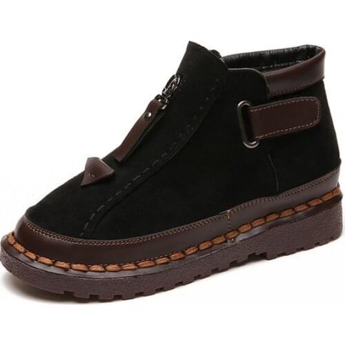 2019 Warm Fur Women Snow Boots Flat Platform Winter Shoes Ankle Boots Female Fashion Non-Slip Basic Snow Casual Shoes