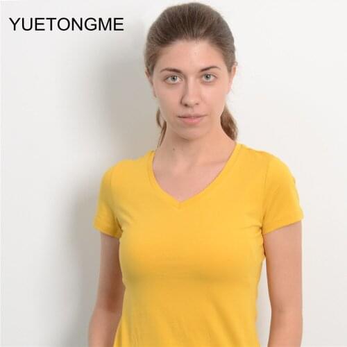 2021 Basic Cotton T Shirt Women Summer New Solid Tees 10 Color Casual Tshirt Korean V Neck Female Tops TSP130