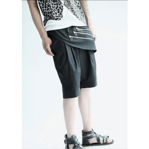 27-44 2020 Summer New Culottes Personalized Zipper Shorts Costume Plus Size Shorts Skirts Hairstylist Men Singer Stage Costumes