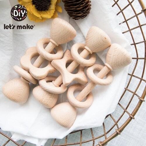 LetS Make 3pc Cone Type Beech Wooden Baby Rattle Baby Rattles Crib Mobiles Wood Infant Bpa Free Baby Teether Toys Baby Rattle