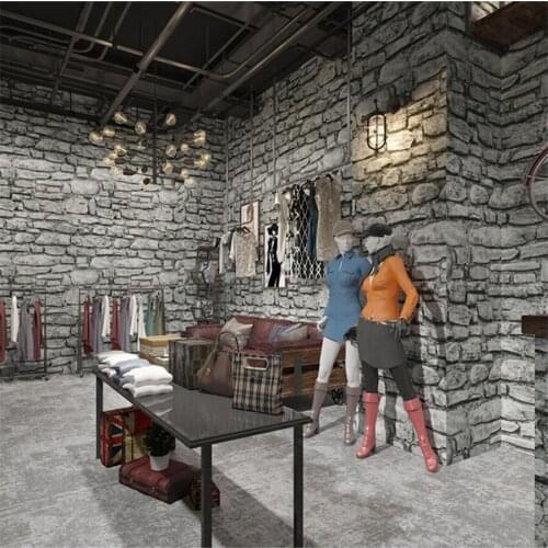 Beibehang 3d culture stone retro brick pattern brick wallpaper Salon shop clothing store special hot pot restaurant 3d wallpaper