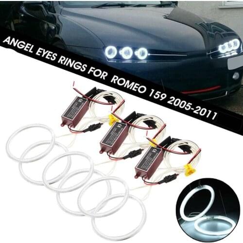 6Pcs Car Front Headlight Ultra Bright Angel Eyes CCFL Halo Ring for Alfa Romeo 159 2005 2006 2007 2008 2009 2010 2011
