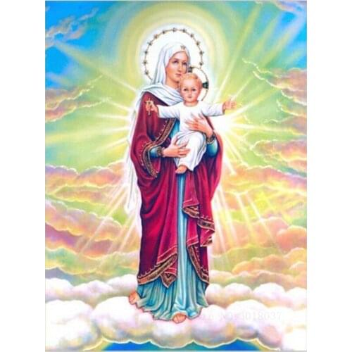 Diamond Mosaic Diy Diamond Embroidery Hold The Childs Saint Diamond Painting Cross Stitch Floral Rhinestone Decoration Stickers