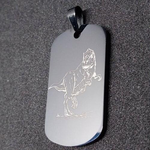 Stainless steel Tag Chinese animal Tyrannosaurus Zodiac Sign Pendant Necklace Ancient creatures dinosaurs Men Women gift Jewelry