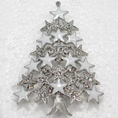 12pcs/lot Wholesale Fashion Brooch Rhinestone Enamel Christmas tree Pin brooches Christmas Gift C101550