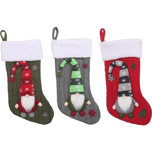 3D Santa Claus Champagne Cover Bag Christmas Stocking Knitted Wool Cover Bag Holiday Decoration Christmas Bottle Cover