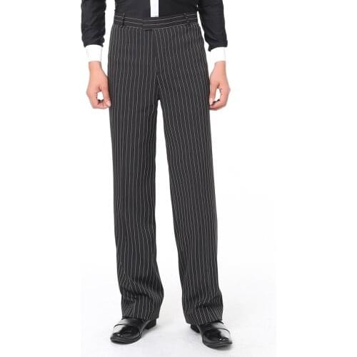 Mens Latin Dance Cowboy Cha-cha Pants Ballroom Dancing Square Stripes Rumba Samba Latin Dance Trousers