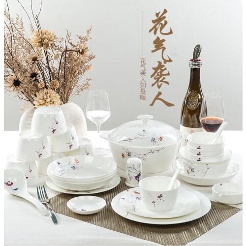 Guci porselen yemek takimlari cubiertos de acero inoxidable Bone Porcelain Tableware Set Bowl and Plate Household Korean Style