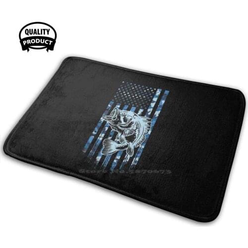 Camouflage American Flag Bass Fishing Fisherman Gift Soft House Family Anti-Slip Mat Rug Carpet Fishing Nature Fish Camping
