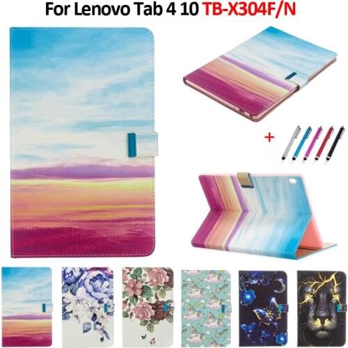 Painted Leather Folding Magnetic Cover Case For Lenovo TAB4 Tab 4 10 TB-X304L TB-X304F/N Funda Tablet For Lenovo Tab 4 10 Plus