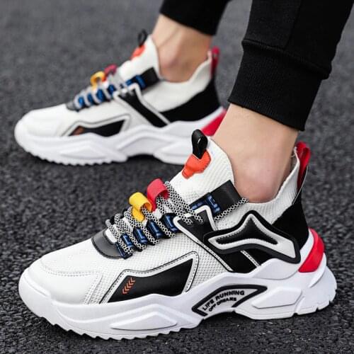 Fashion Casual Mesh Men Gym Shoes Hot Sale Breathable Lace-up Shoes for Male 2021 Outdoor Non-slip Men Sneakers Fashion Black