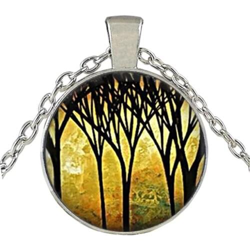 Tree Of Life Glass Cabochon Statement Necklace And Pendant Jewelry Vintage Metal Chain Collar Steampunk Jewelry For WomenS Gift