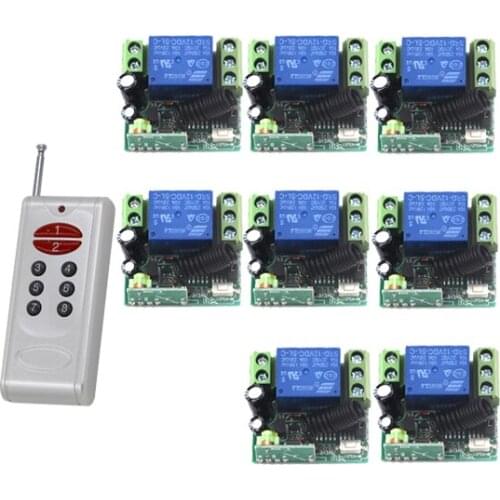 MITI-DC 12V small remote control switch one transmitter with 8 receivers 315mhz 10a 1ch relay switch SKU: 5460