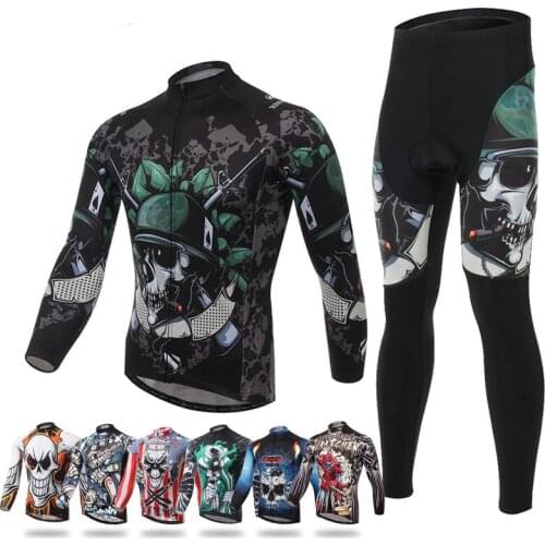 2021 Skull style Clothings Mens Team Skeleton Soldier Long Sleeve T-shirt Shirt Bike Bicycle Riding Top Cycling Jersey