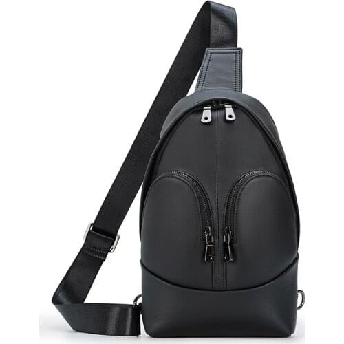 High Quality Men Genuine Leather Sling Crossbody Bags Multi-Pockets Casual Male Real Cowhide Messenger Bags Shoulder Chest Bag