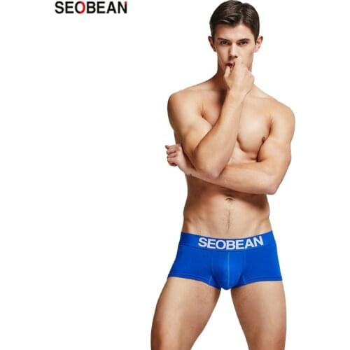 SEOBEAN Mens Underwear Fashion Solid Color U-Pouch Bag Push Up Comfortable Cotton Breathable Boxers
