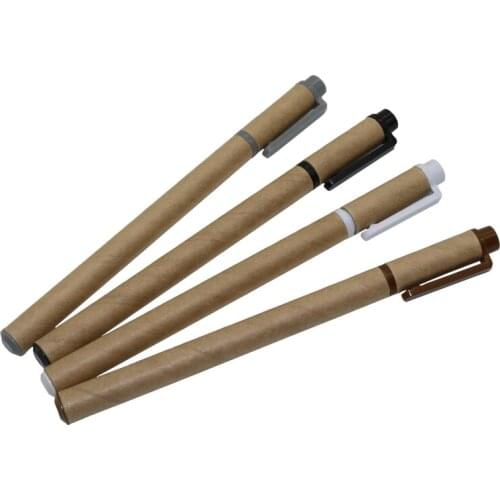 4 Pcs Korea Stationery Creative Minimalist Green Kraft Paper Tube Gel Pen Creative Pen Signature Pen Office And School Supplies