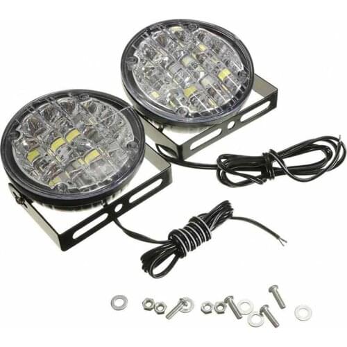 2019 New 2X 12V Daytime Running Light DRL Fog Lamp Bright White18 LED Round Car Driving