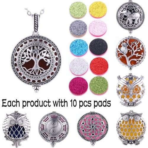 New Fragrance Necklace Open Tree of Life Locket Pendant Perfume Essential Oil Fragrance Box Necklace and 10pc pads