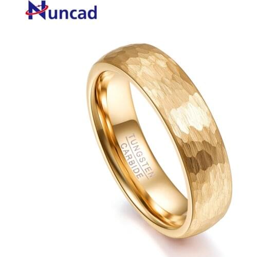 Nuncad 6mm Fathers Day Gift Rings Mens Gold Rings 2.3MM Thick Tungsten Carbide Rings for Women Wedding Finger Jewely T070R