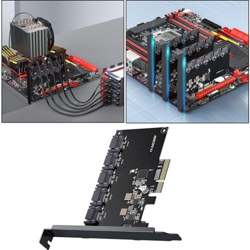 PCIE to 5 Ports SATA3.0 Expansion Card 6Gbps Desktop Computer Adapter Card SSD Hard Disk Converter