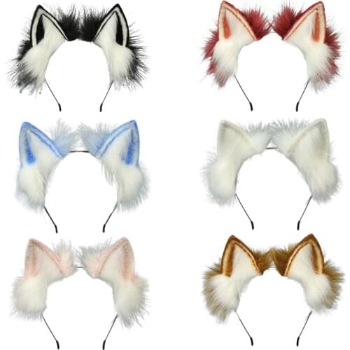 Furry Bendable Cat Ears Headband Cute Flurry Plush Simulation Animal Cosplay Hair Hoop Japanese Kawaii Lolita Headpiece