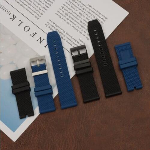 24mm Silicone watch band for Breitling waterproof sports black rubber watch strap replace watch bracelet Watch accessories
