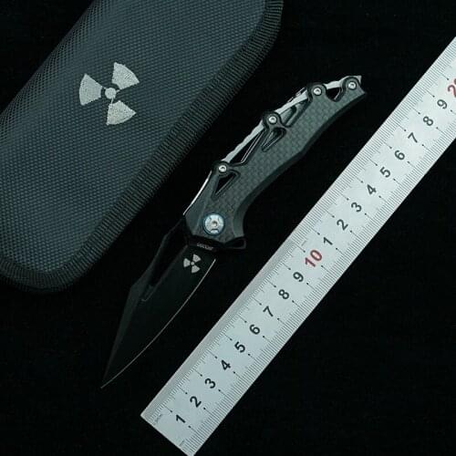 LEMIFSHE JR9393 Flipper folding knife D2 blade carbon fiber handle outdoor camping survival kitchen fruit EDC gift tool knife