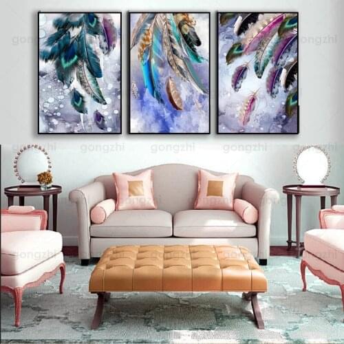 Modern Canvas Painting Colorful Peacock Feather Art Living Room Bedroom Cafe Clothing Store Wall Decoration Printing Hd Poster